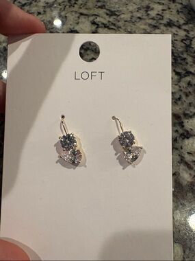 LOFT Gold Tone Earrings with Clear Crystal Stones